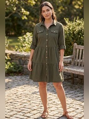 Millenium roll tab sleeves denim shirtdress size M